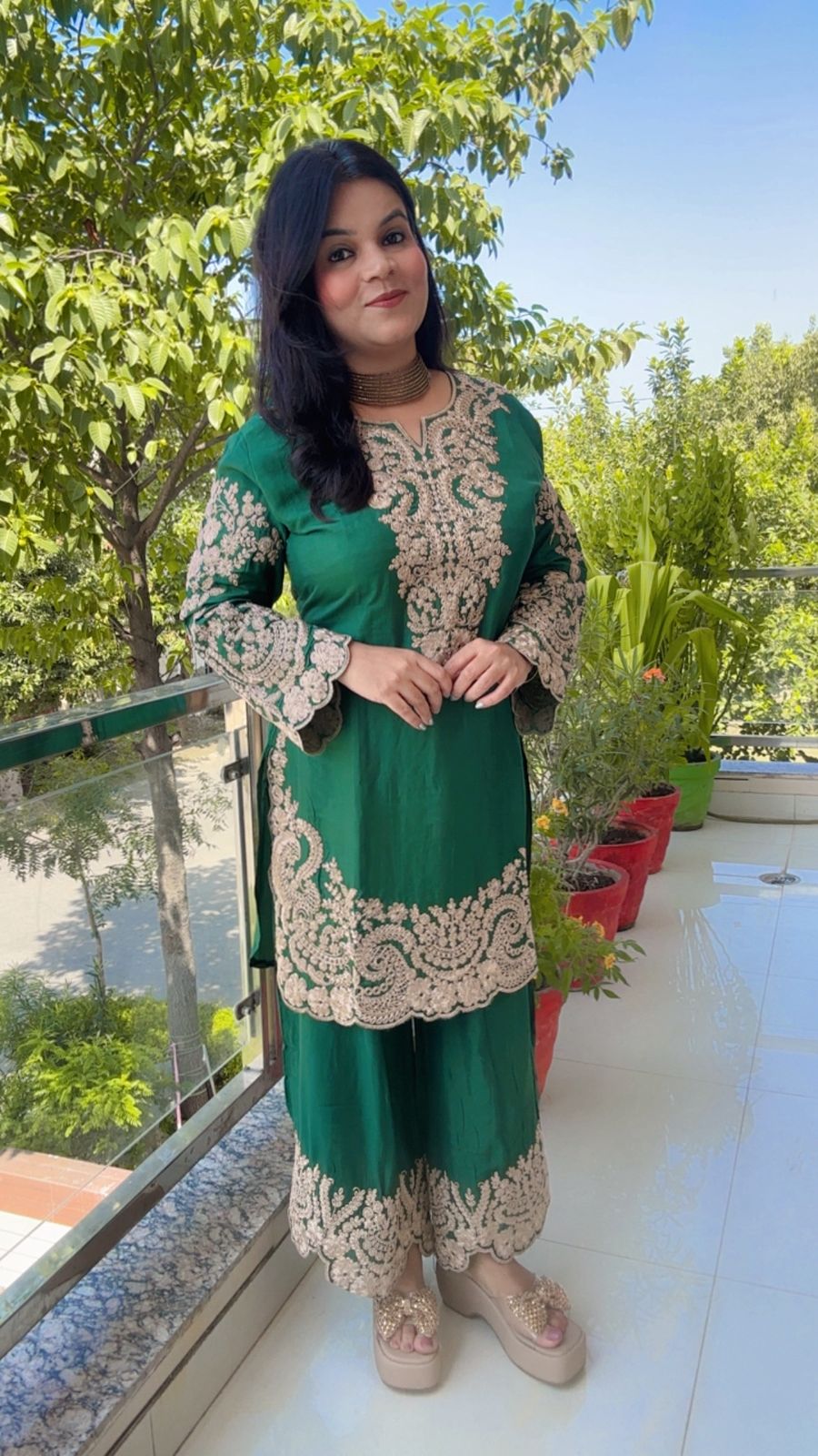 Cotton Silk Green Cord-Set