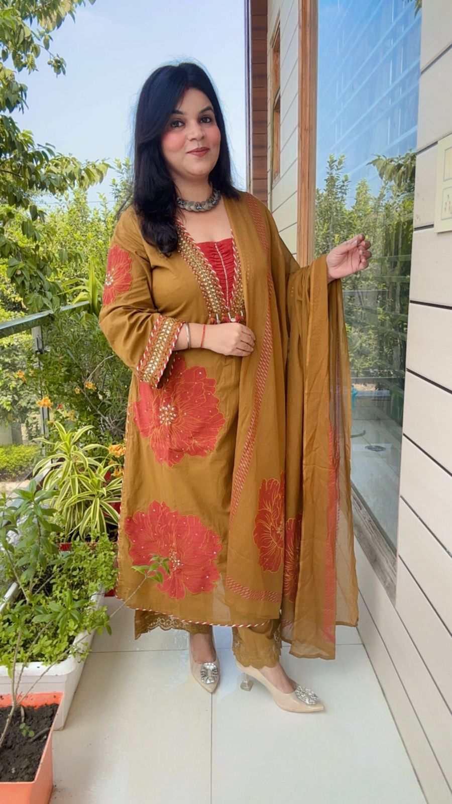 Rust Colored Anarkali Suit,