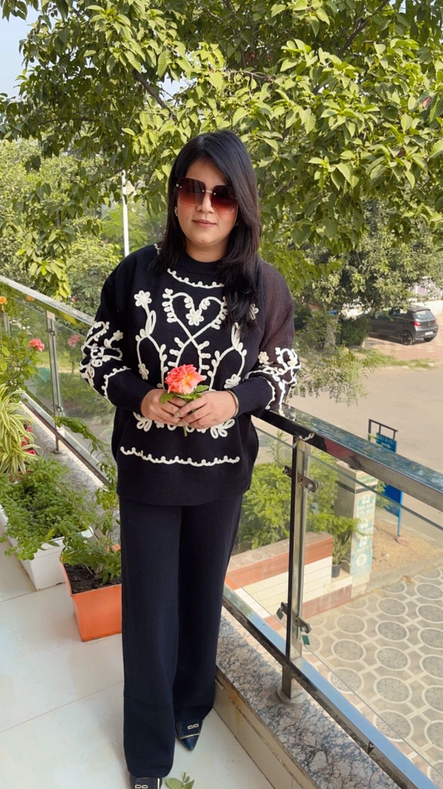 Knitted Co-ord Set (A matching top and bottom made from knitted fabric).