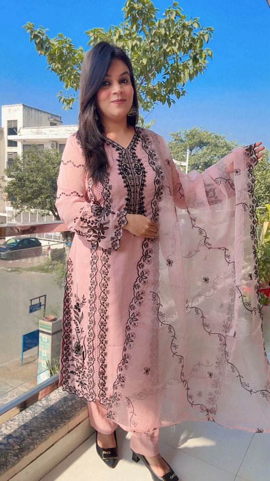 BABY PINK COLOR SUIT WITH EMBROIDERY
