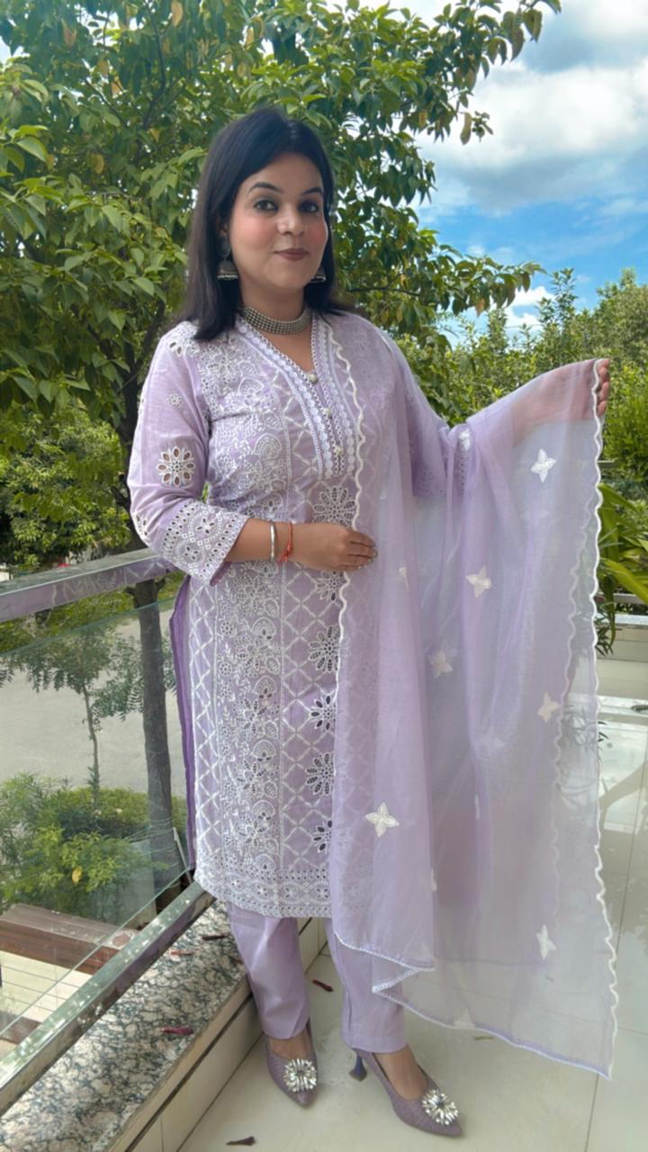 PURPLE EMBRIODERY SUIT