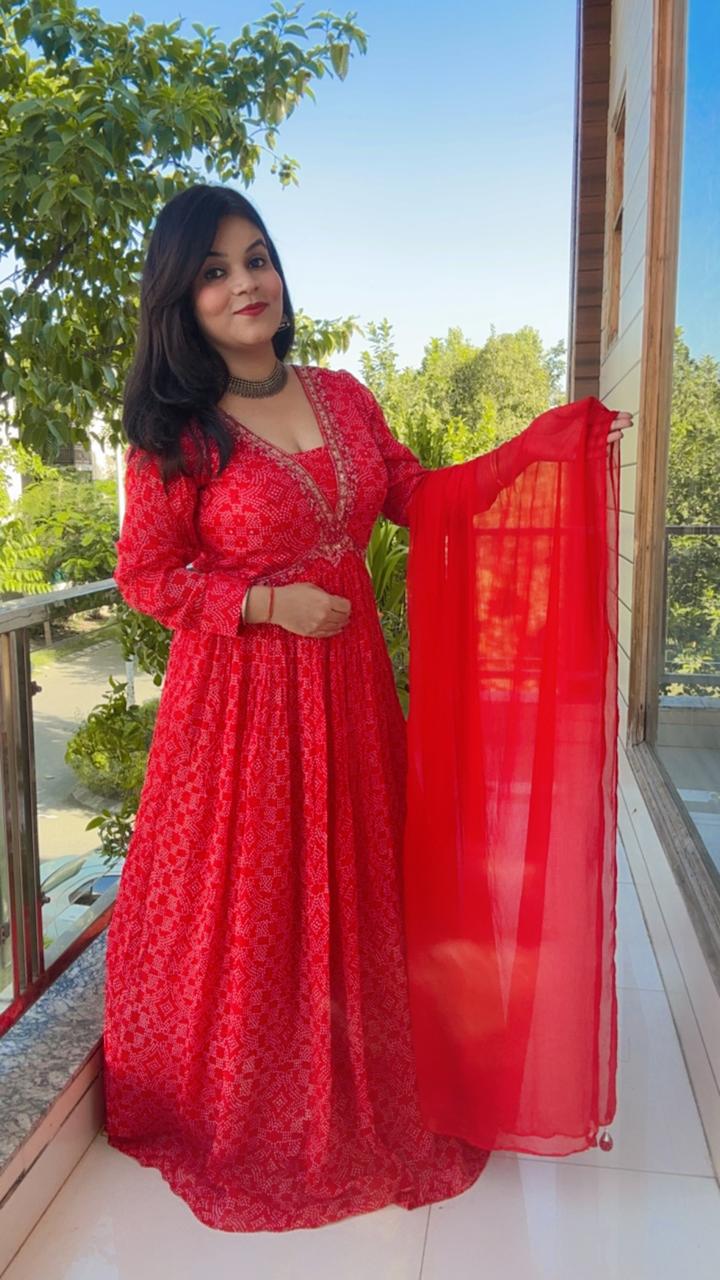 red anarkali