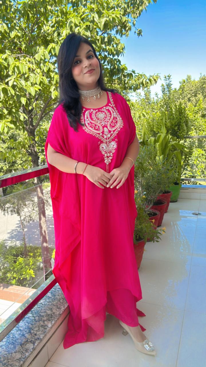 pink kaftan suit