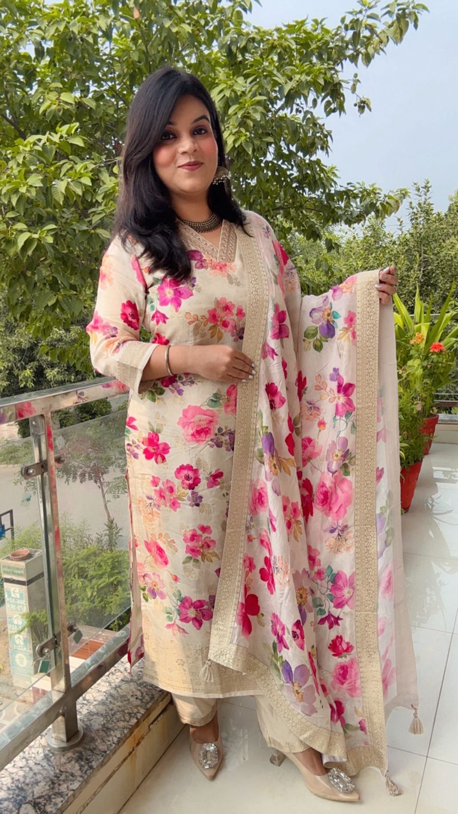 ivory pink & white suit