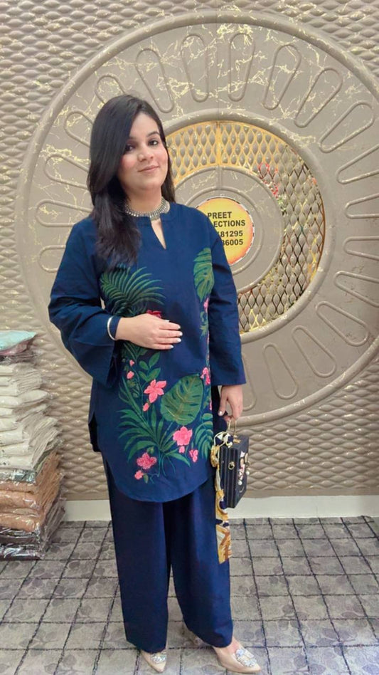 Khadi Cotton Floral Embroidered Cord-Set