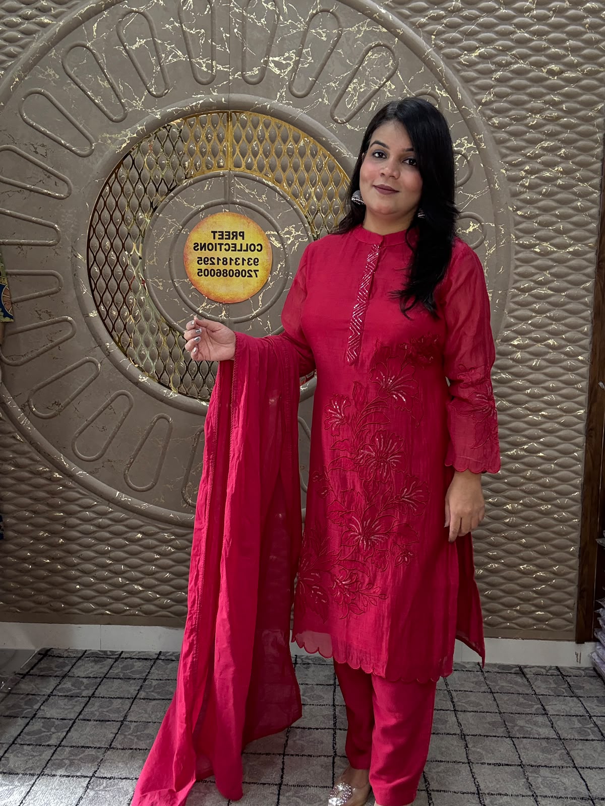 Mal Cotton Red Kurta Set