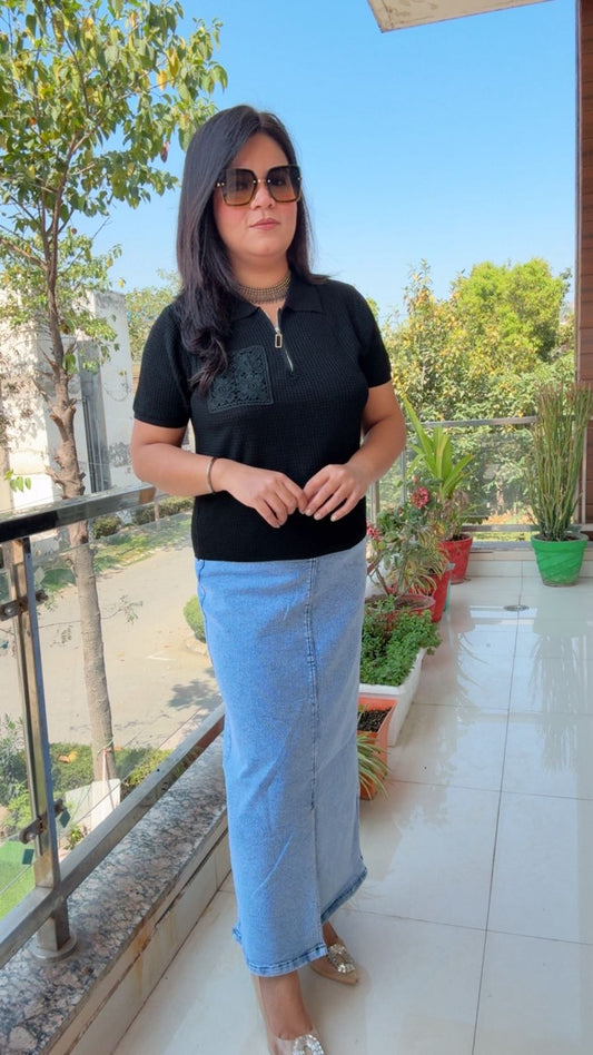 Top And Denim Long Skirt ✨️
