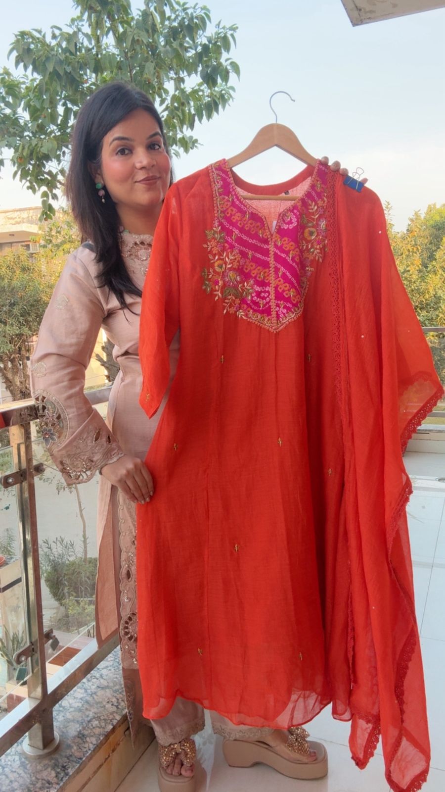 Orange Anarkali suit