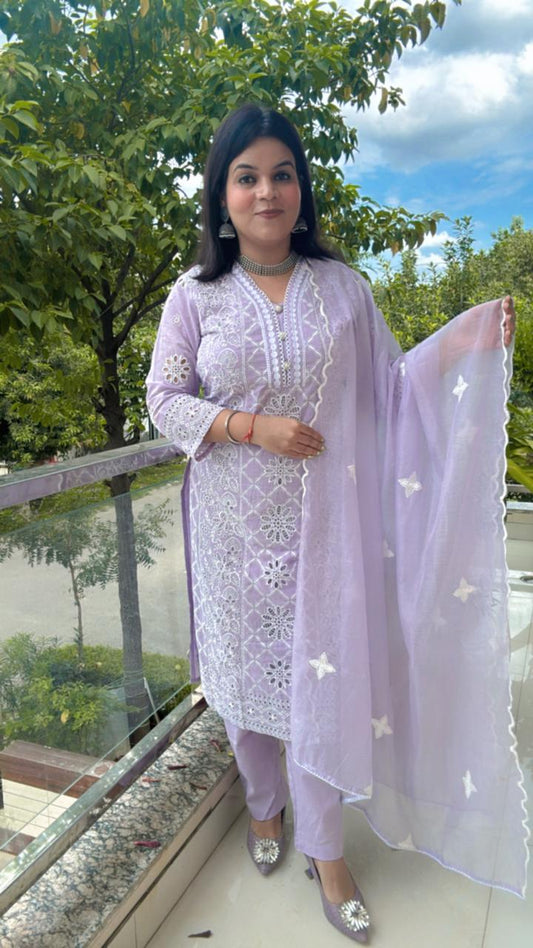 PURPLE EMBRIODERY SUIT
