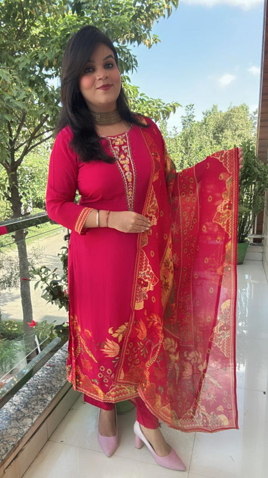 pink kurta with pink pant