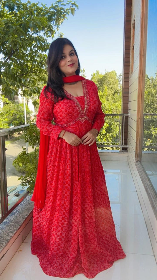 red anarkali