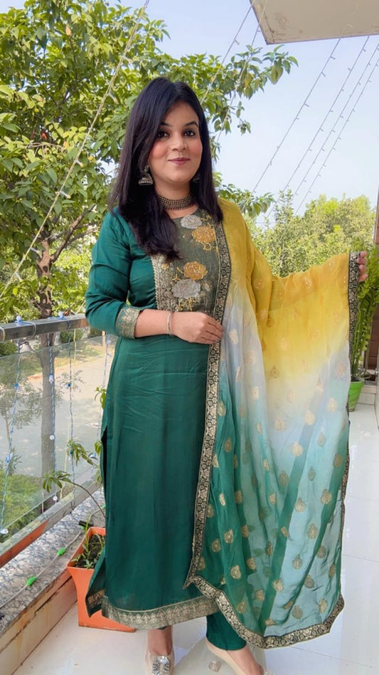 green stylish suit for office or festive