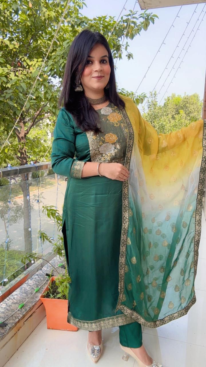 green stylish suit for office or festive