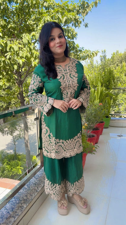 Cotton Silk Green Cord-Set