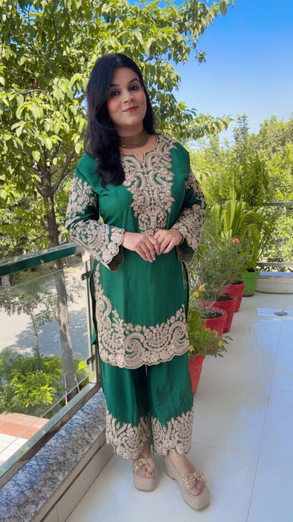 Cotton Silk Green Cord-Set