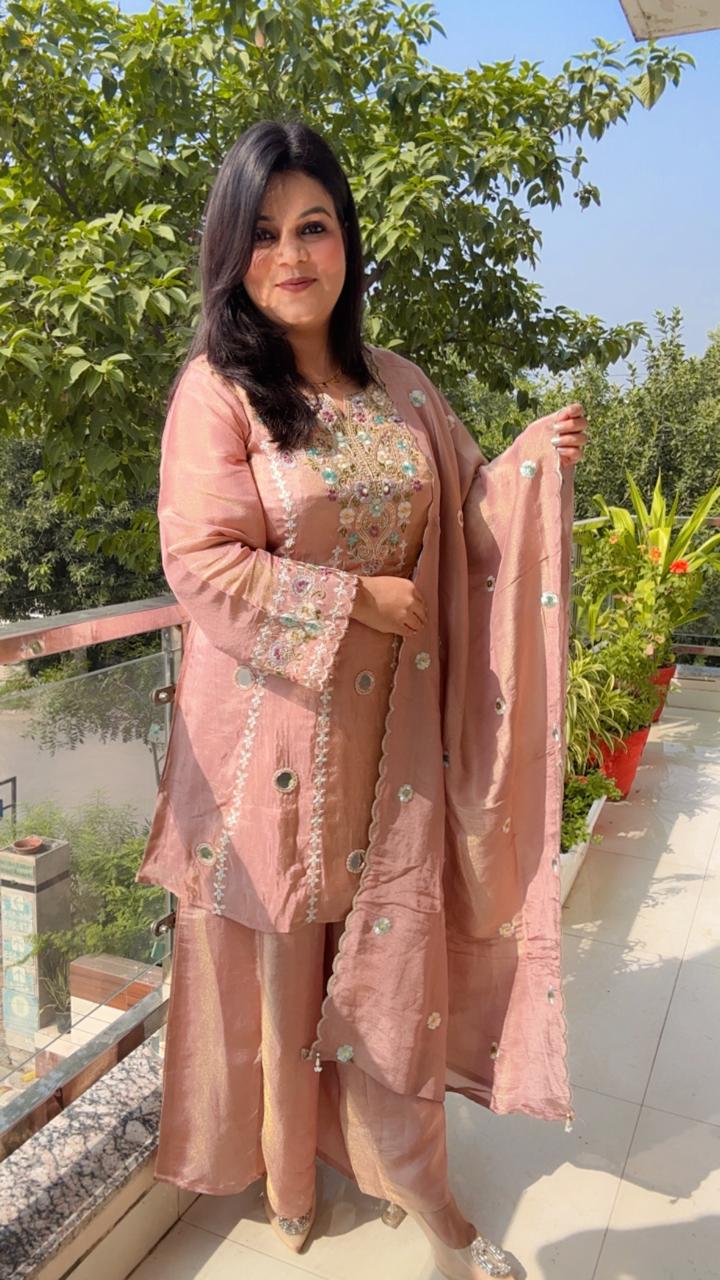 Dusty Pink Suit With Palazzo