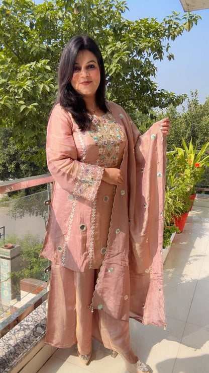 Dusty Pink Suit With Palazzo