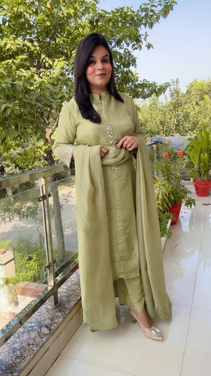 Sage Green Kurta Set with Dupatta