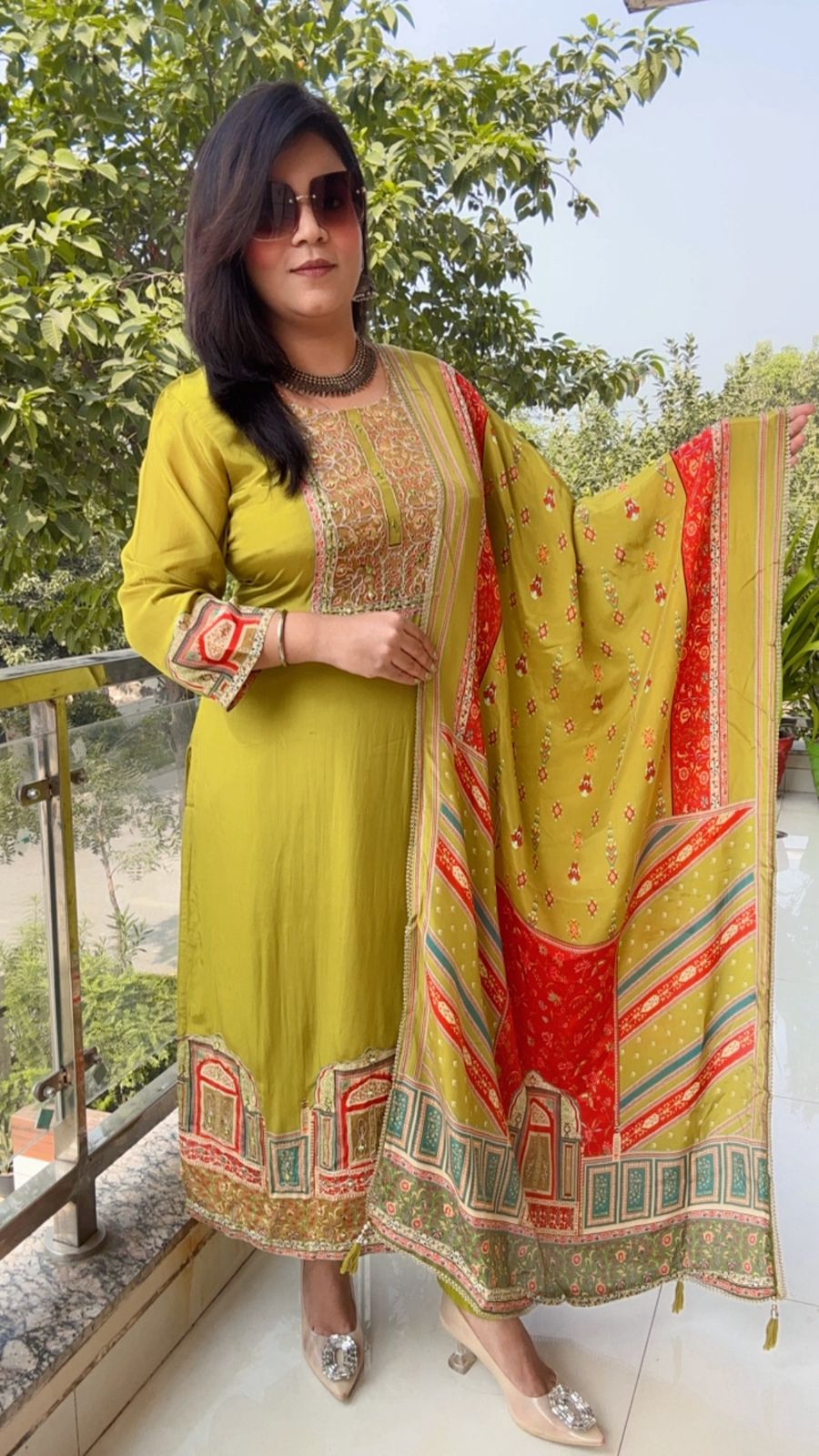 neonish lime green 3-piece suit