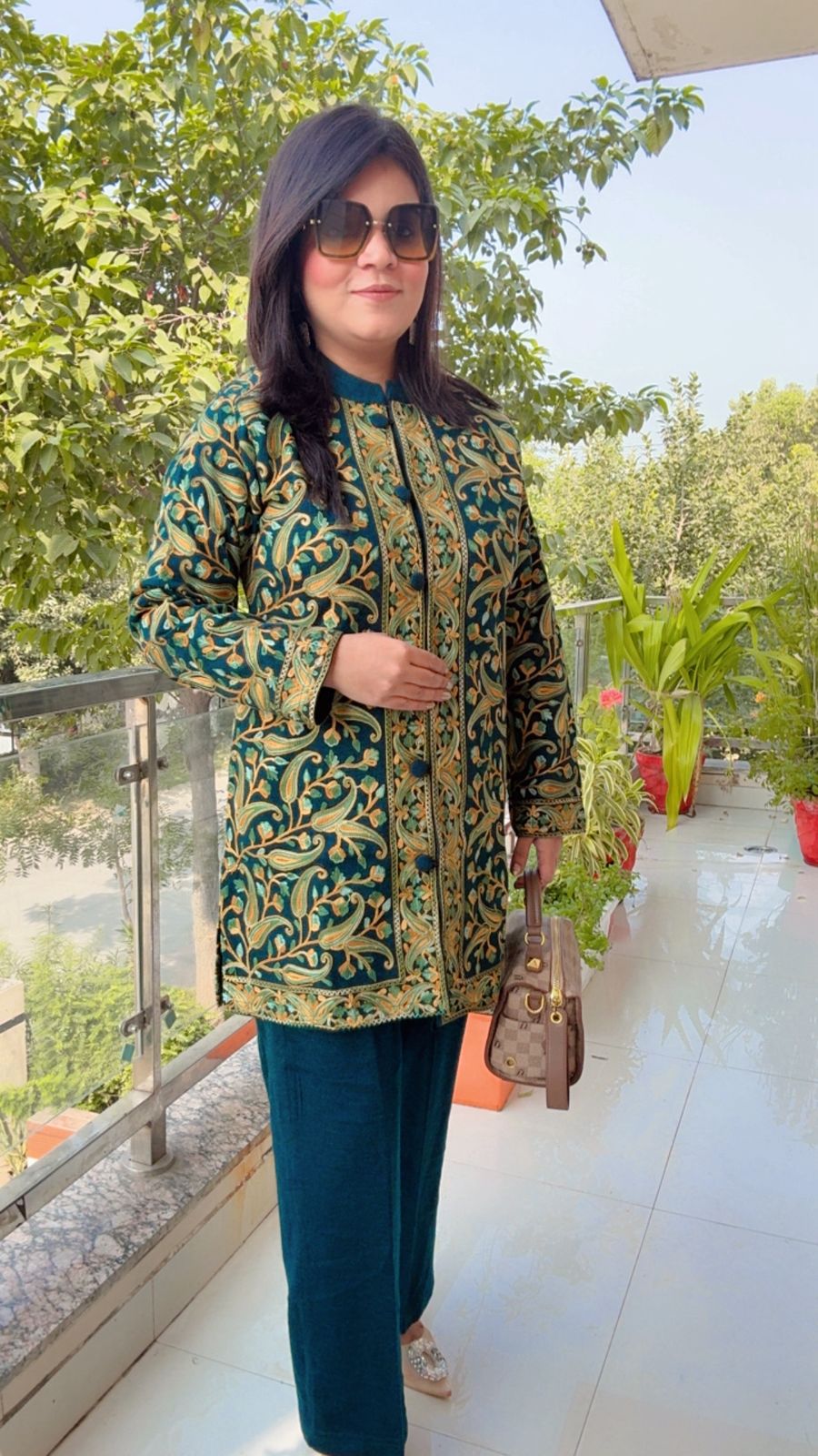 Regal Green Embroidered Jacket Suit