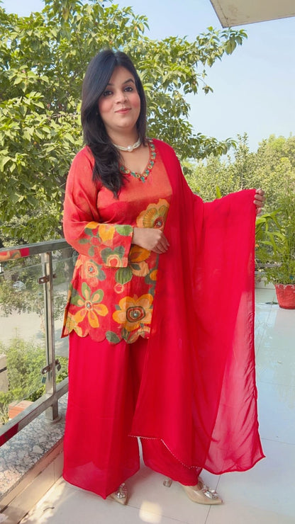 Floral Appliqué  Suit