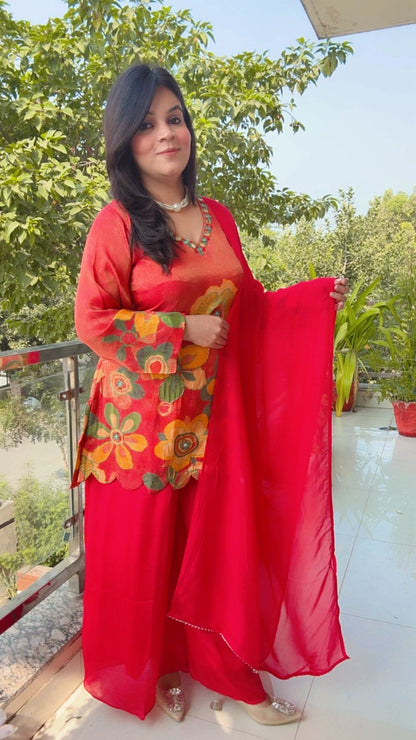 Floral Appliqué  Suit