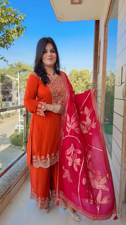 The Saffron Sunset & Rani Pink Suit