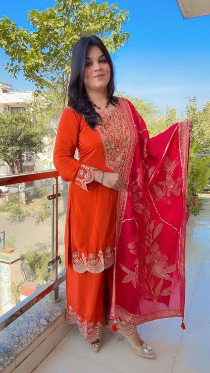 The Saffron Sunset & Rani Pink Suit