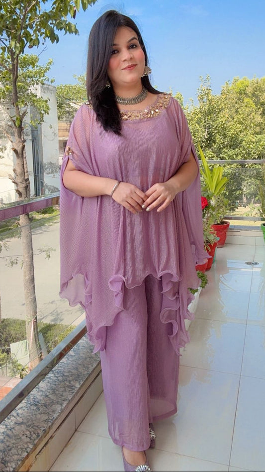 MAUVE THREE PIECE KAFTAN SET