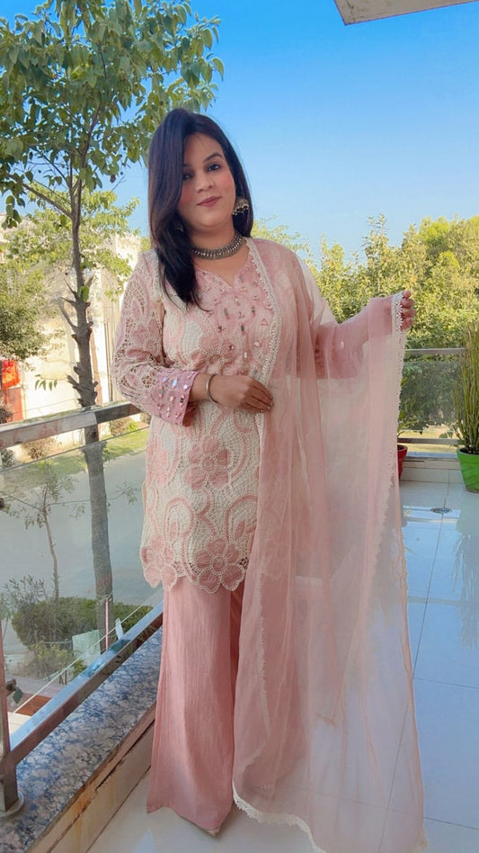 PINK SHRARA SUIT
