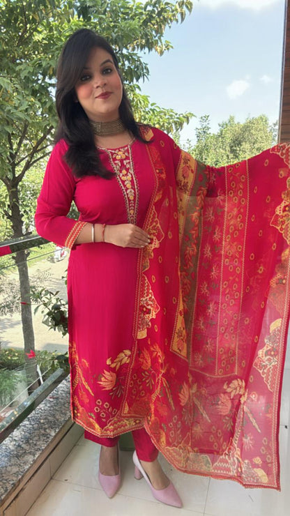 pink kurta with pink pant