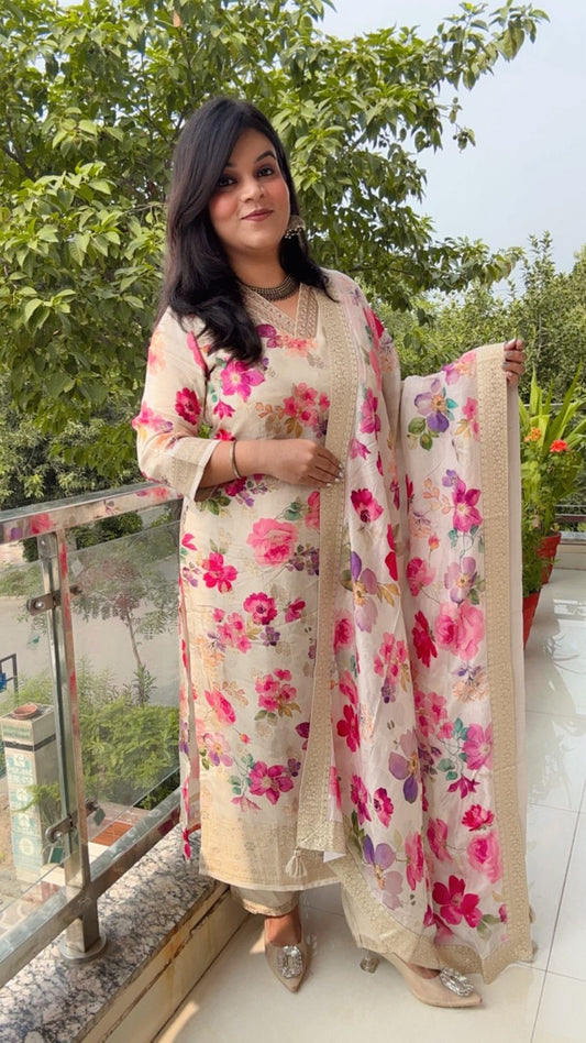 ivory pink & white suit