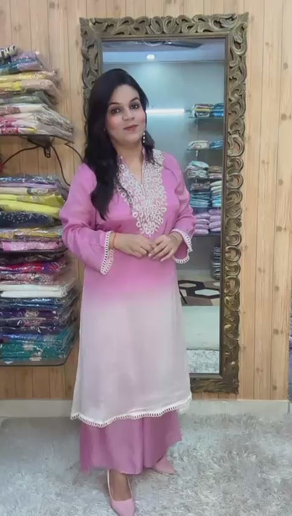 Pink and white kurta