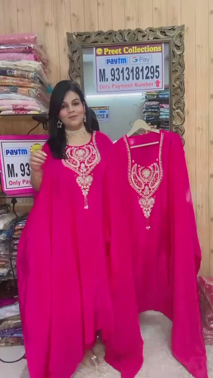 pink kaftan suit