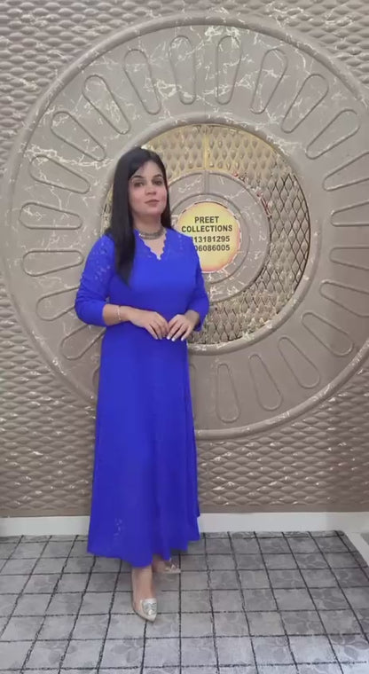 Purple And Blue Imported Net Dress
