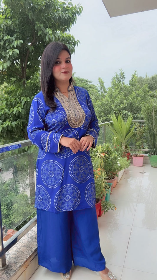 Blue Crepe Cord Set