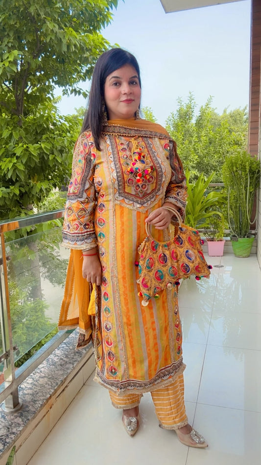 Mustard Straight Kurta Set