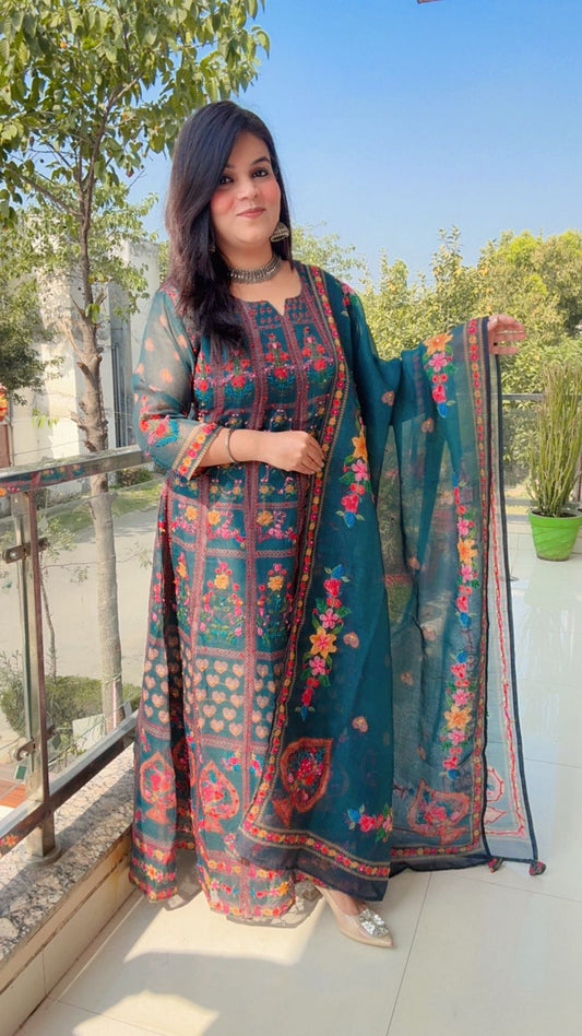 Floral Printed Blue  suit