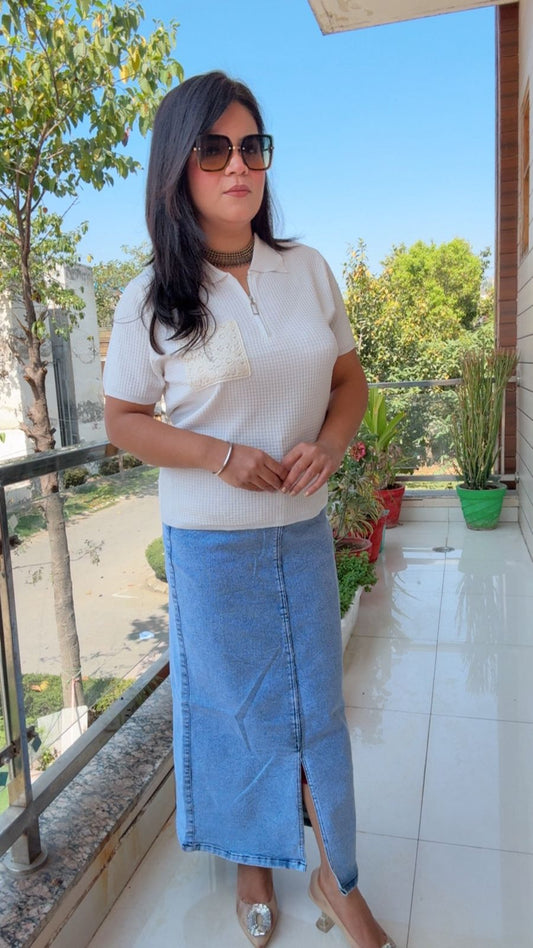 Top And Denim Long Skirt ✨️