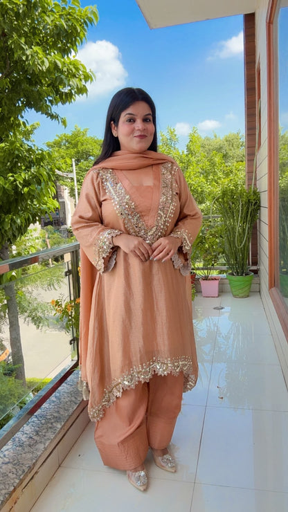Peach Glass Shimmer Suit Set