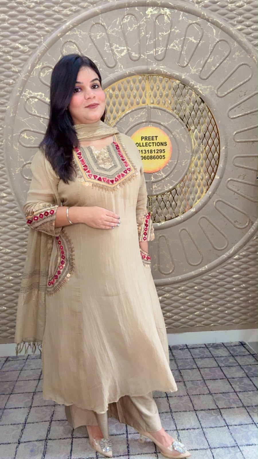 Beige Anarkali Suit