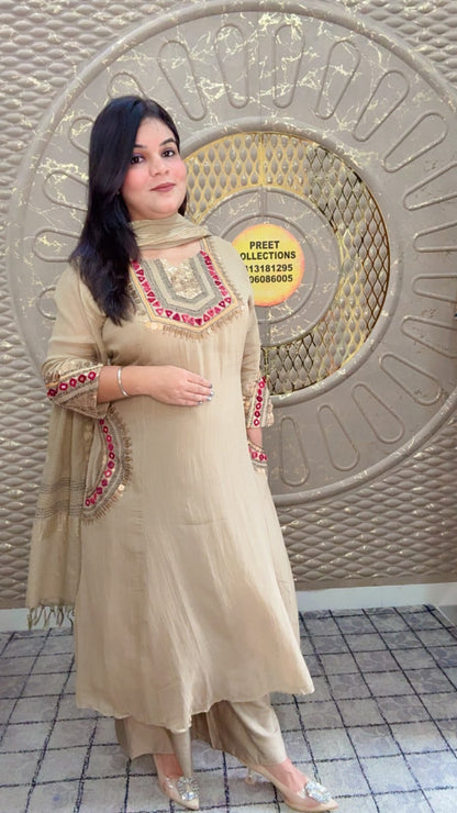 Beige Anarkali Suit