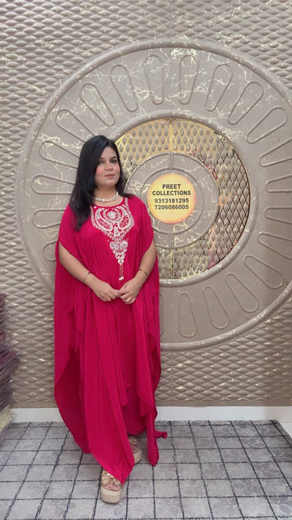 Pink Crepe Kaftan