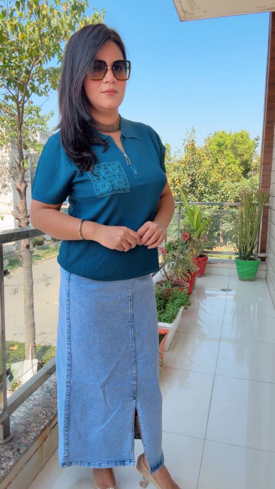 Top And Denim Long Skirt ✨️