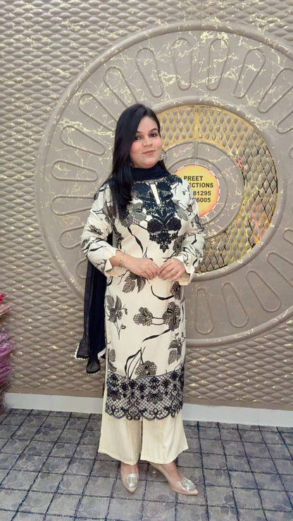 Cream Color Rayon Suit Set