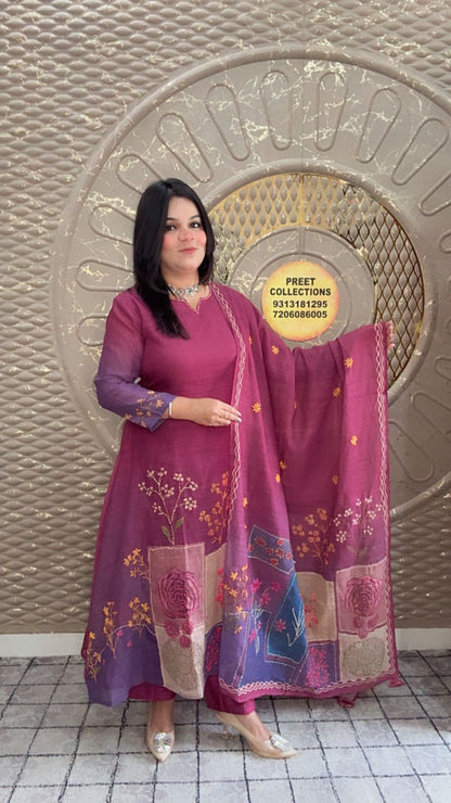 Camila Wine Linen Silk Suit