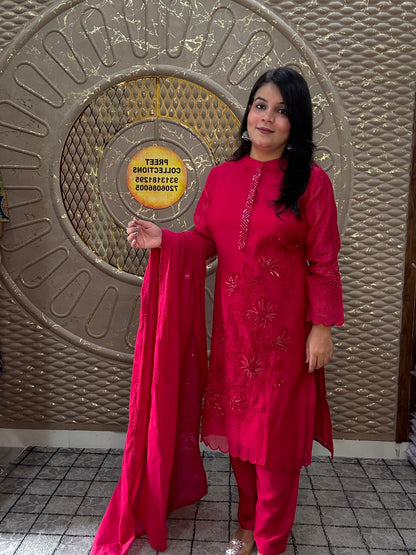 Mal Cotton Red Kurta Set