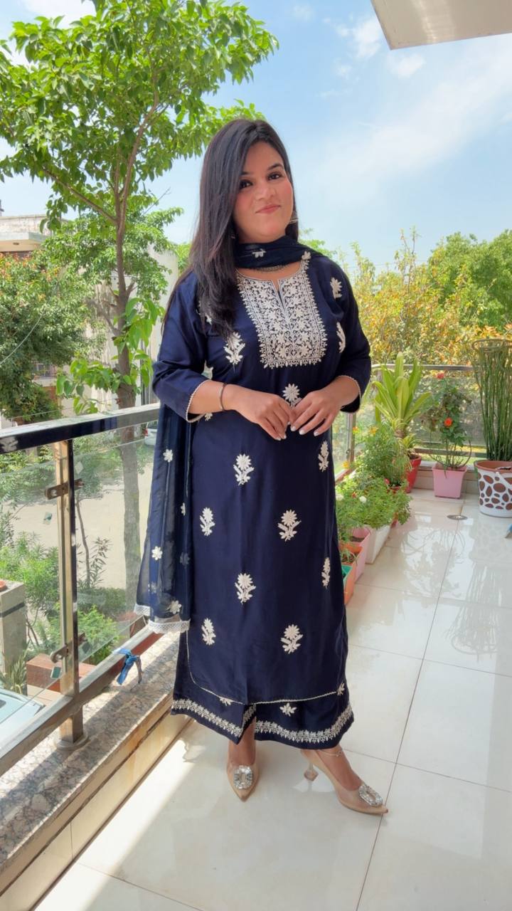 Navy Blue Kurta Set