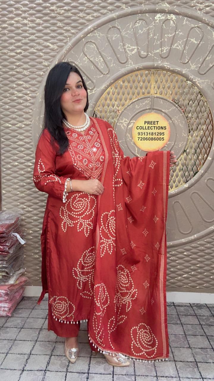 Soch rust Russian Crepe kurta set