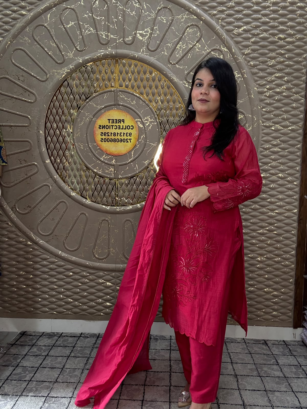 Mal Cotton Red Kurta Set